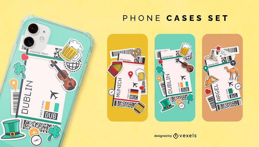 Plane tickets phone cases set Plane tickets phone cases set