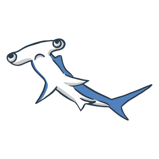 Sad hammerhead shark cartoon PNG Design