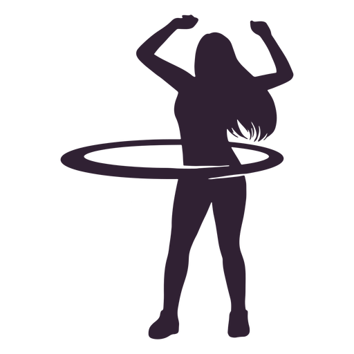 Woman hula hoop people silhouette