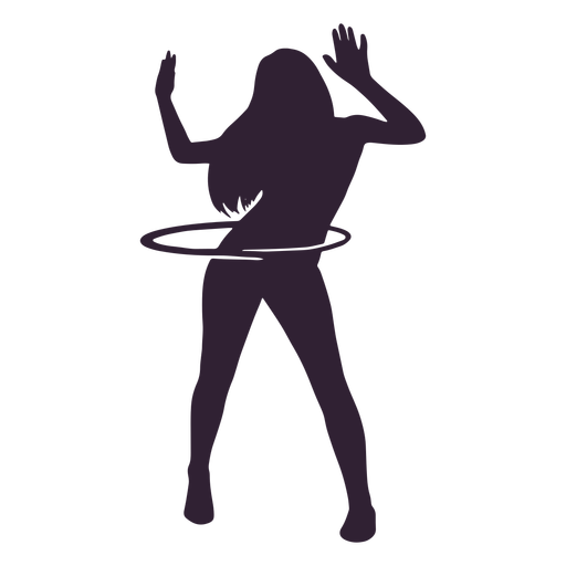 Girl hula hooping hobby silhouette PNG Design