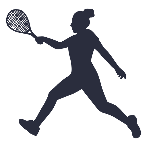 Jugador de tenis de mujer corriendo silueta Diseño PNG