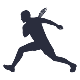 Silhueta de jogador de tênis masculino correndo Desenho PNG