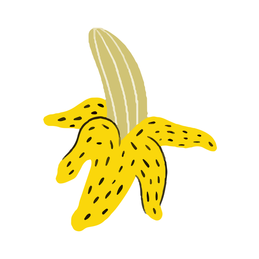 Doodle de plátano abierto Diseño PNG
