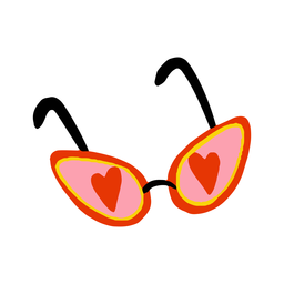 Gafas de sol ojos corazón planas Diseño PNG