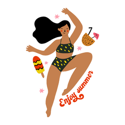 Desfrute de caráter de verão plano Desenho PNG