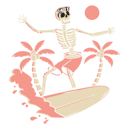 Esqueleto de surf tropical Desenho PNG