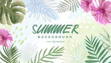 Tropical leaves summer background design