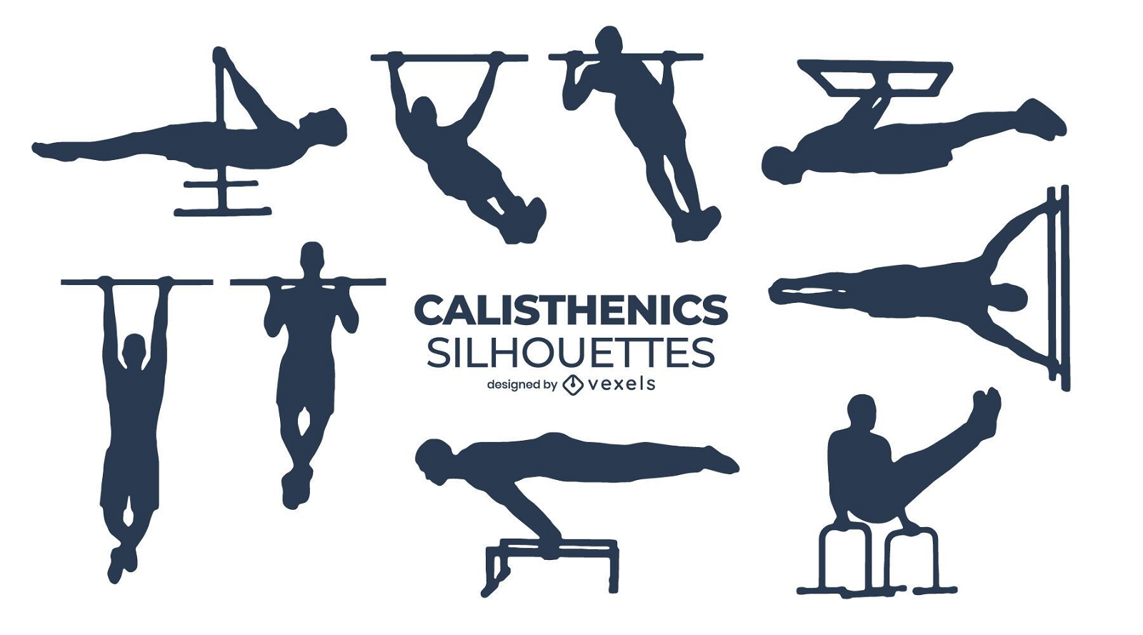 Calisthenics silhouette set
