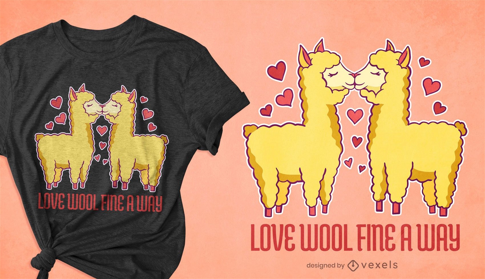 Dise?o de camiseta de amor de alpaca.