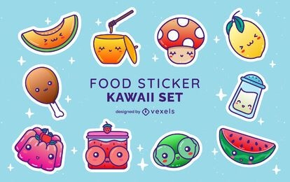 Set de pegatinas de comida kawaii