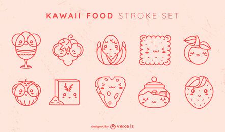 Conjunto kawaii de derrame alimentar Conjunto kawaii de derrame alimentar