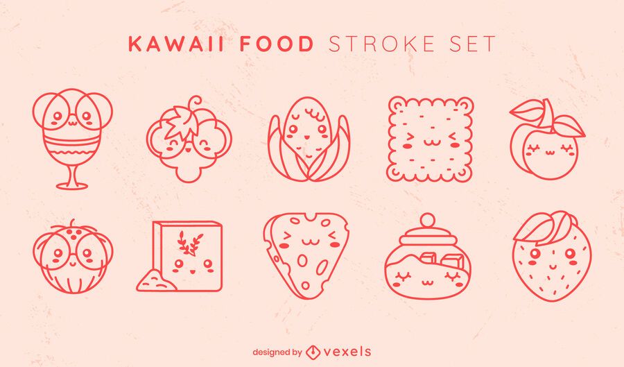 Kawaii food stroke set Kawaii food stroke set