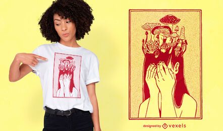 Diseño de camiseta de niña hongo Diseño de camiseta de niña hongo