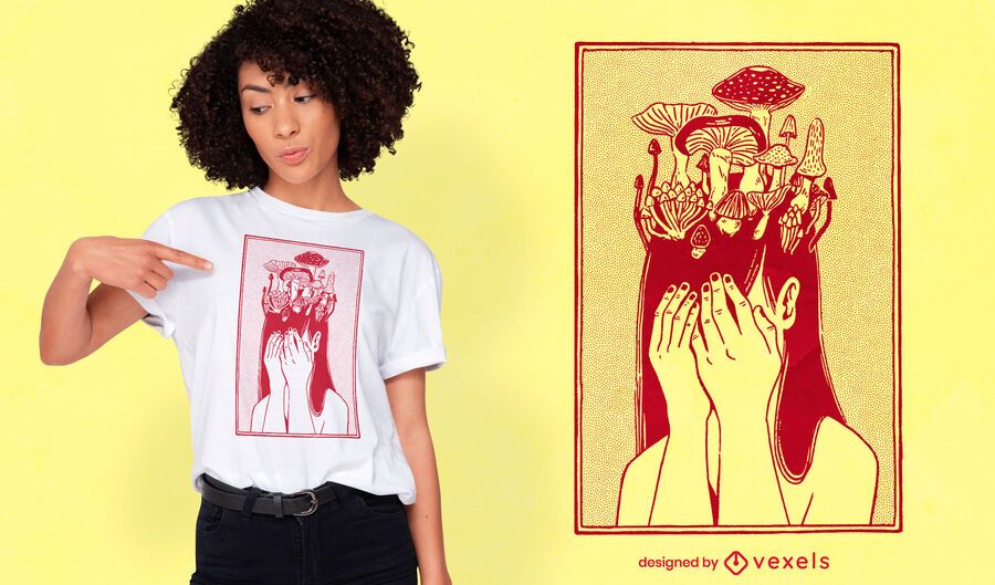 Diseño de camiseta de niña hongo Diseño de camiseta de niña hongo