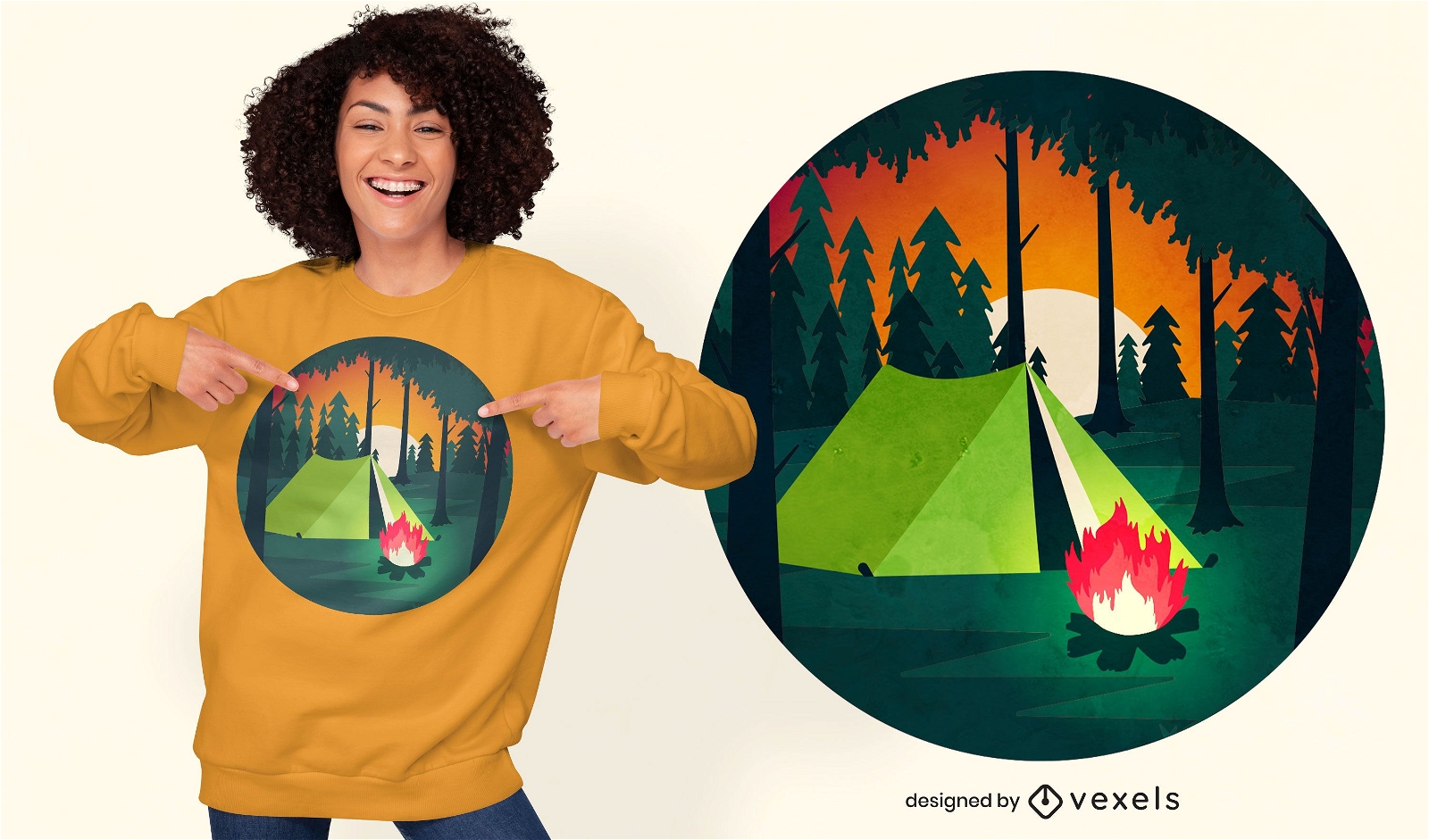Camping scene t-shirt design