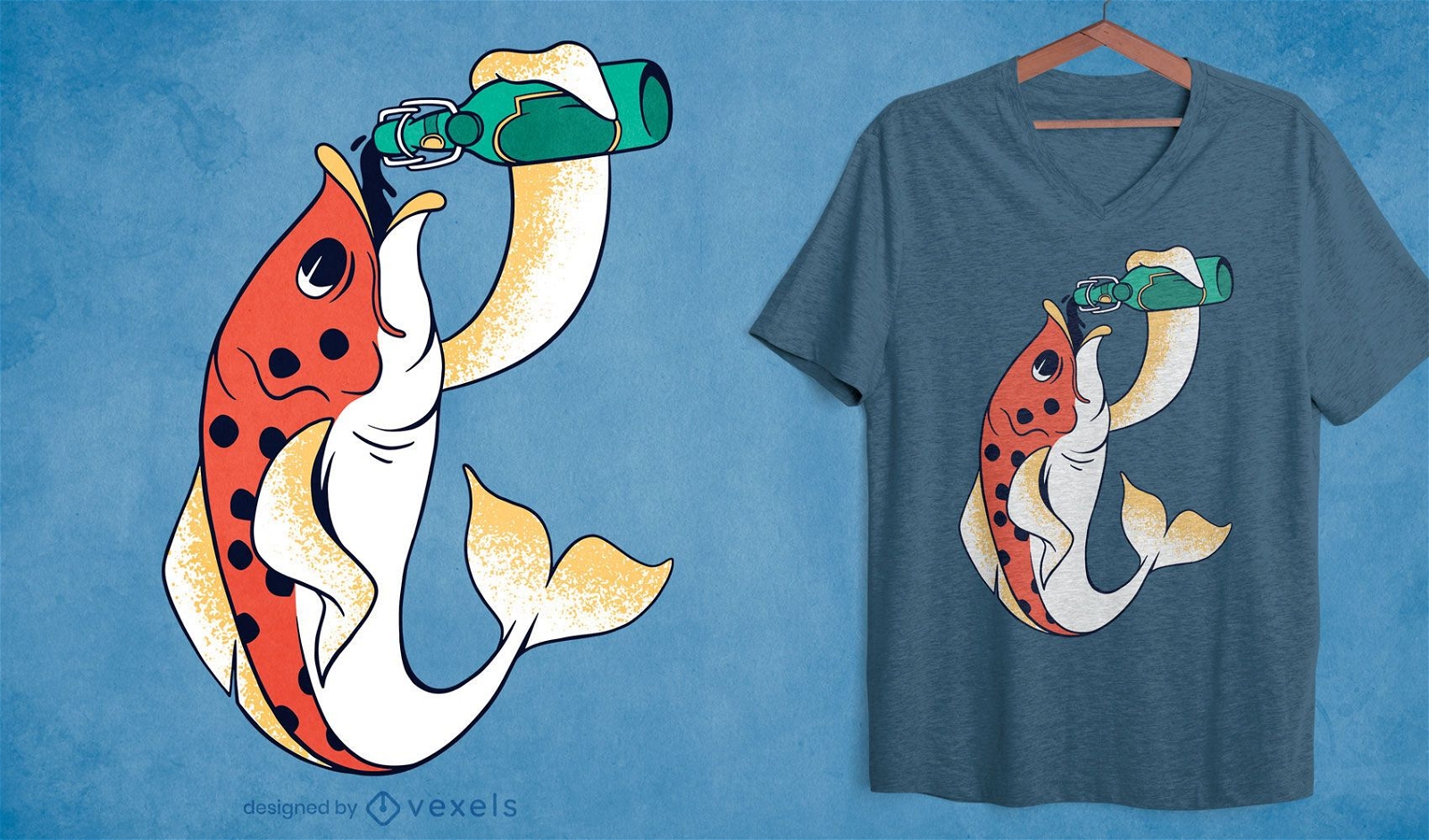 Beer fish t-shirt design