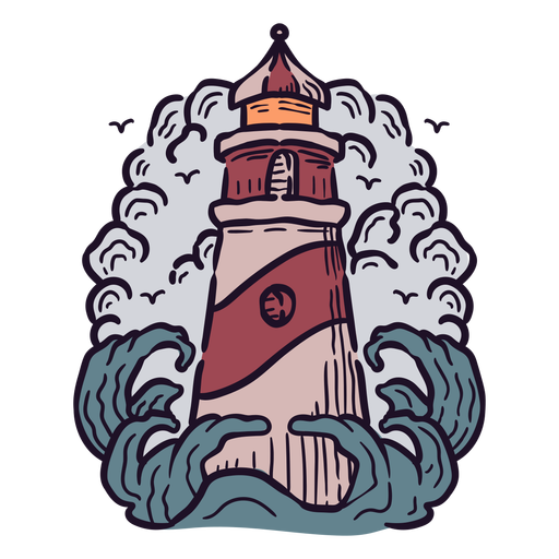 Leuchtturm Ozean Illustration PNG-Design