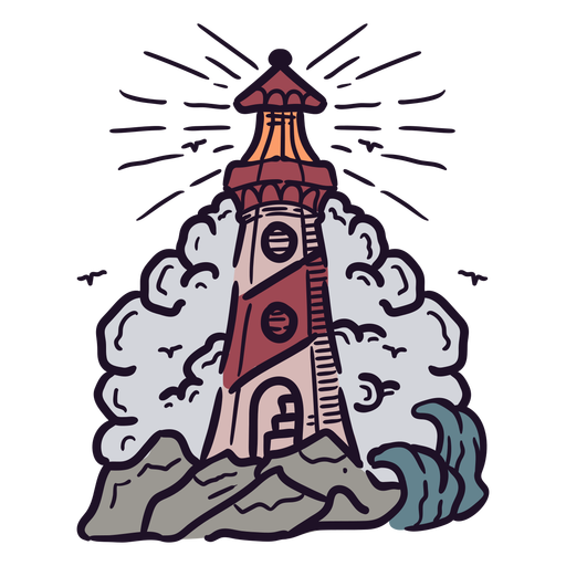 Ilustración de la torre del faro Diseño PNG