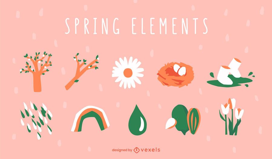 Spring nature element set Spring nature element set