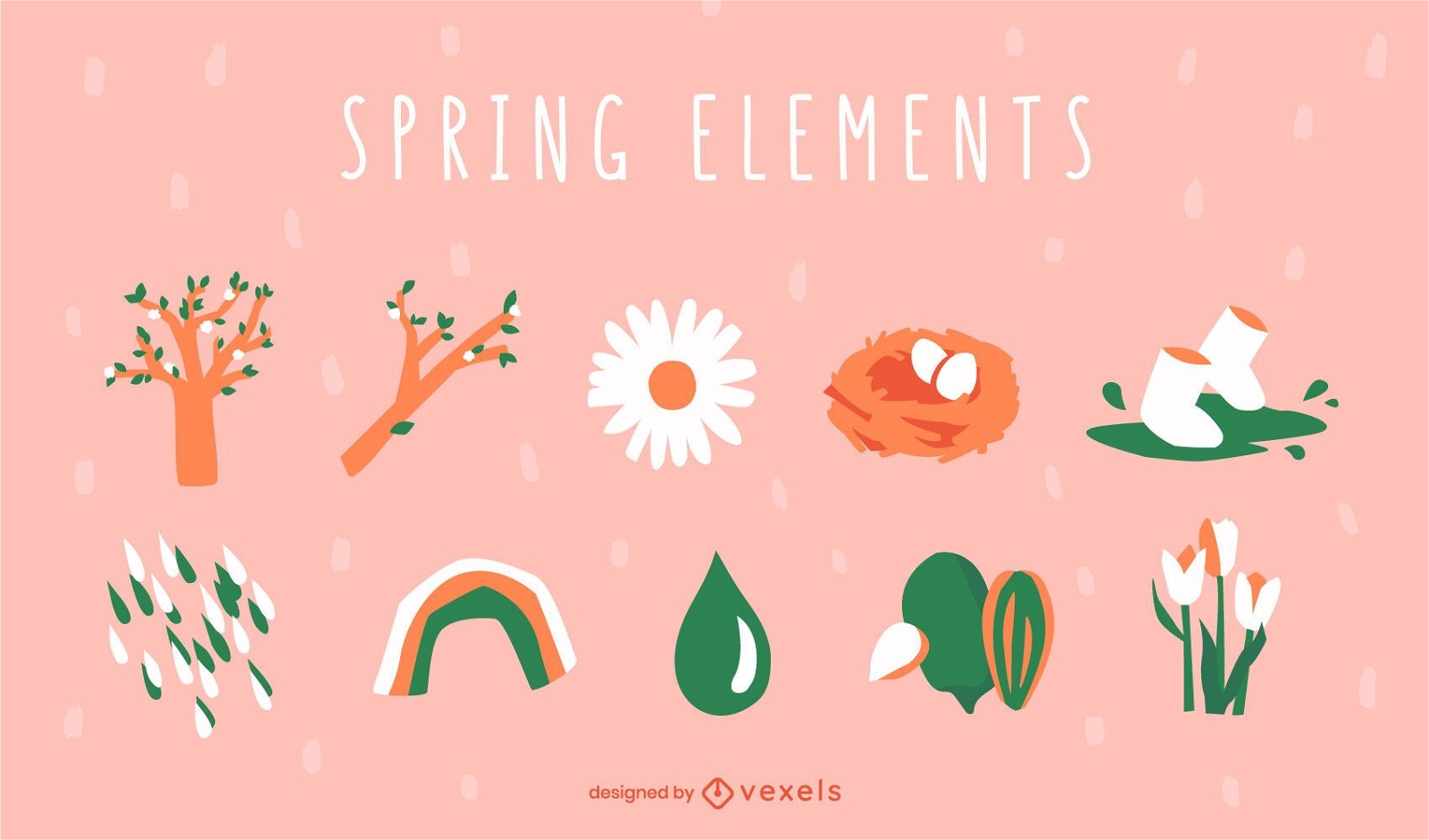 Conjunto de elementos da natureza da primavera