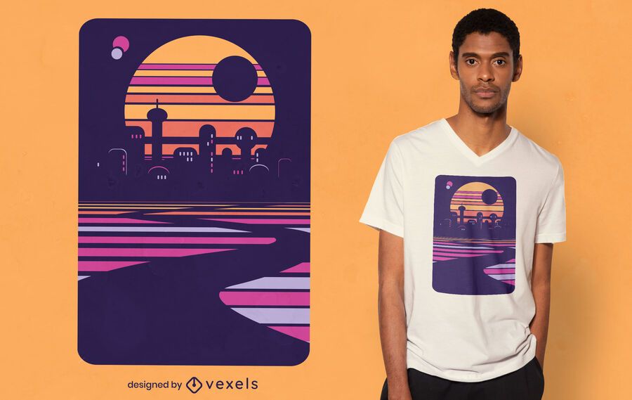 Futuristic city t-shirt design Futuristic city t-shirt design