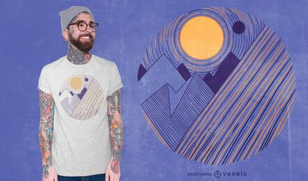 Design de camisetas com paisagem de montanhas