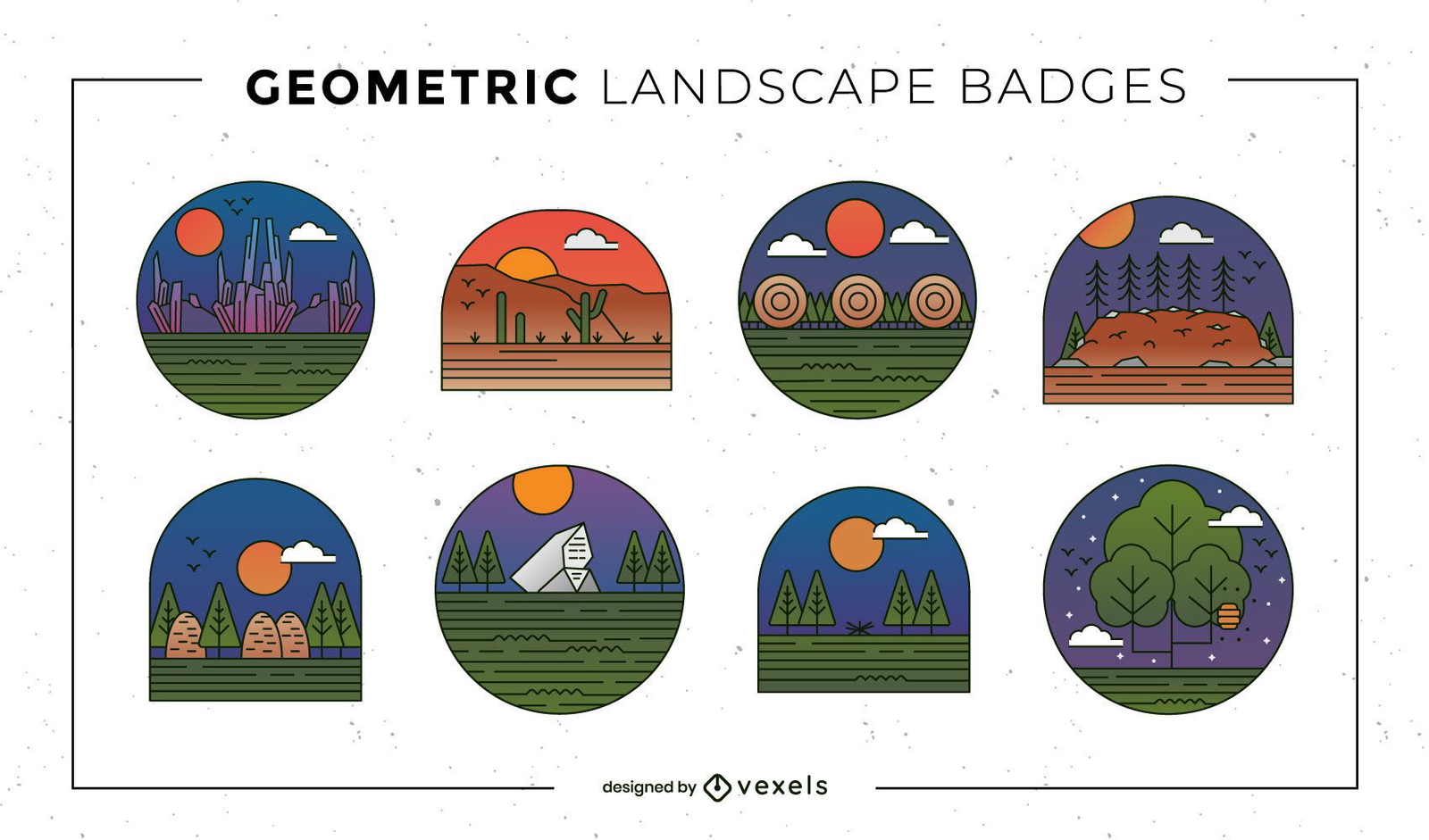 Conjunto de emblemas de paisagem geom?trica