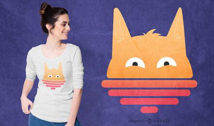 Design fofo de t-shirt de gato por do sol