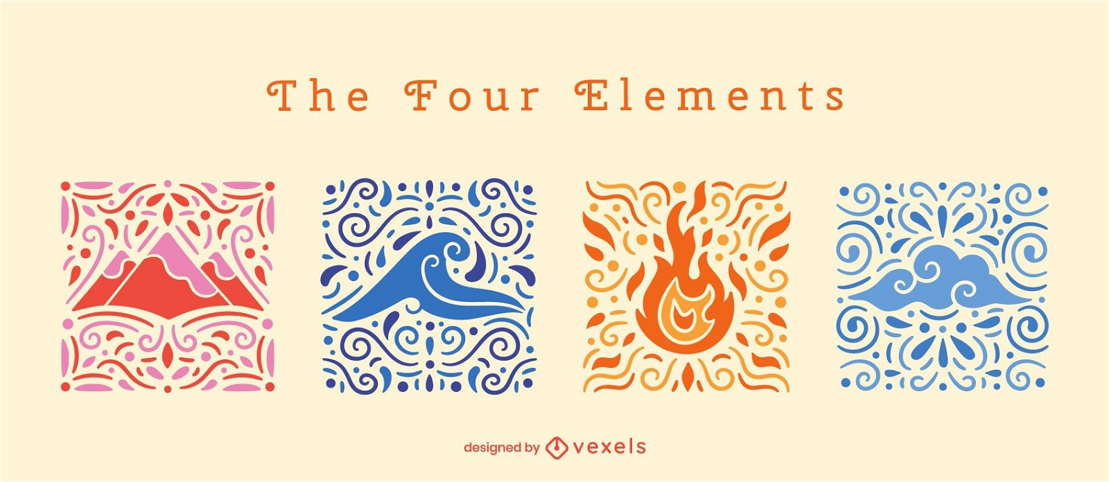 Conjunto de composición swirly de cuatro elementos.