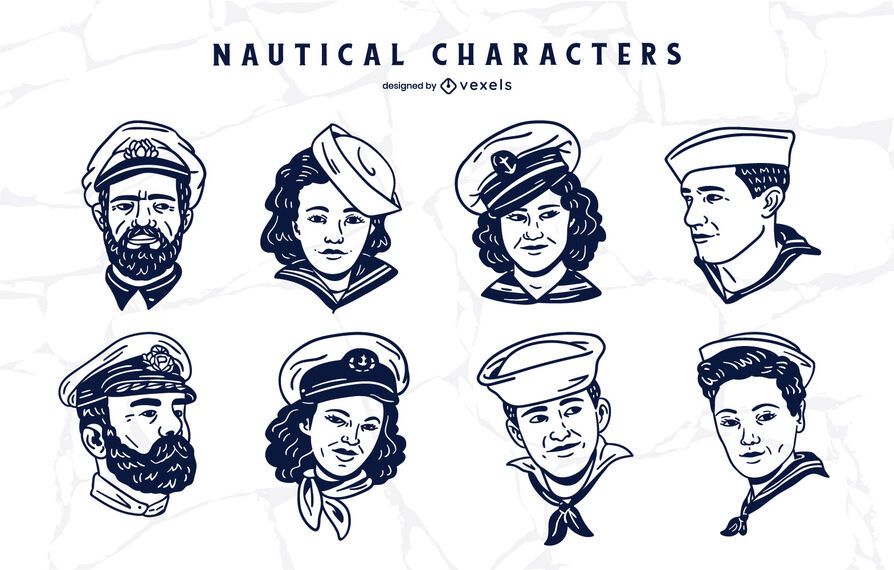 Nautical people character set Nautical people character set