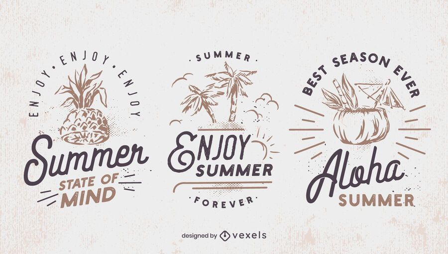 Summer retro badge set Summer retro badge set