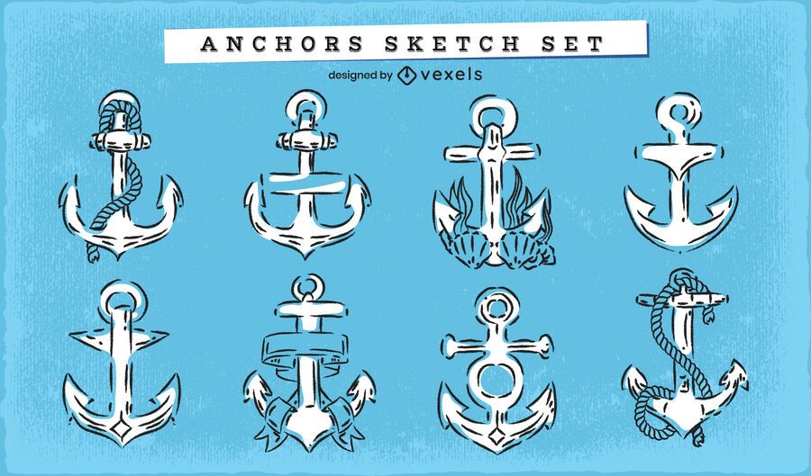 Anchor doodle nautical set Anchor doodle nautical set