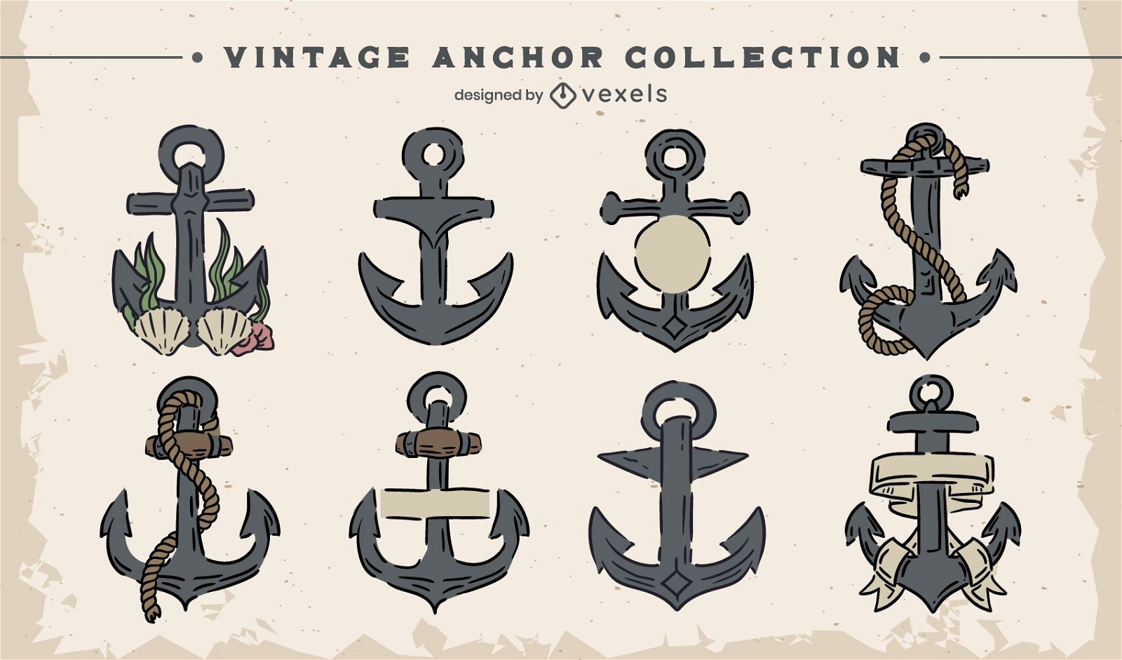 Vintage anchor illustration set
