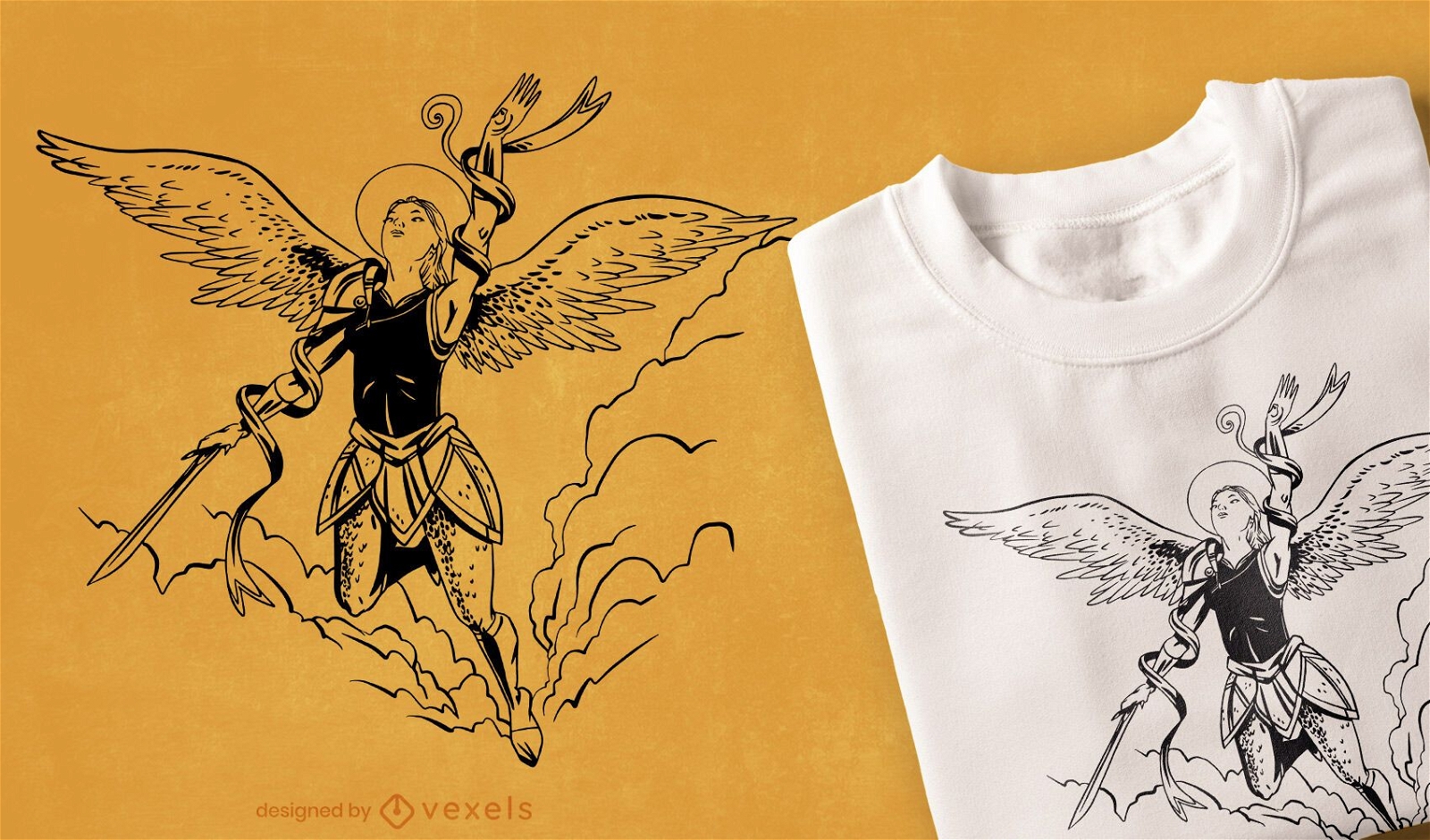 Design de camiseta de anjo voador
