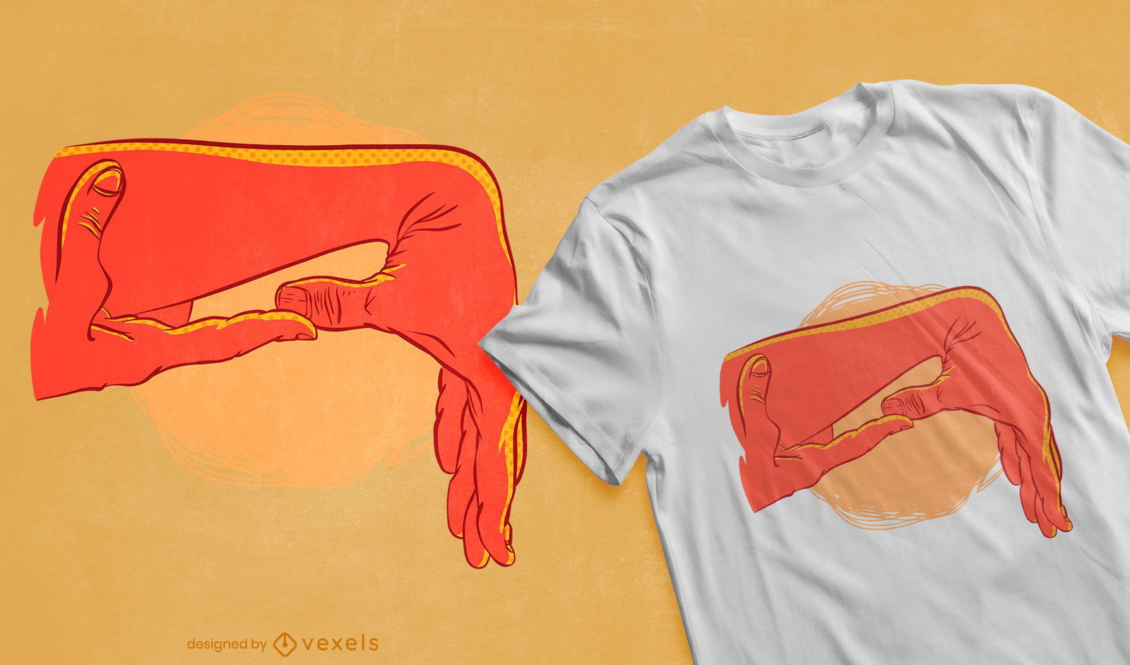 Design de t-shirt com polegar puxado