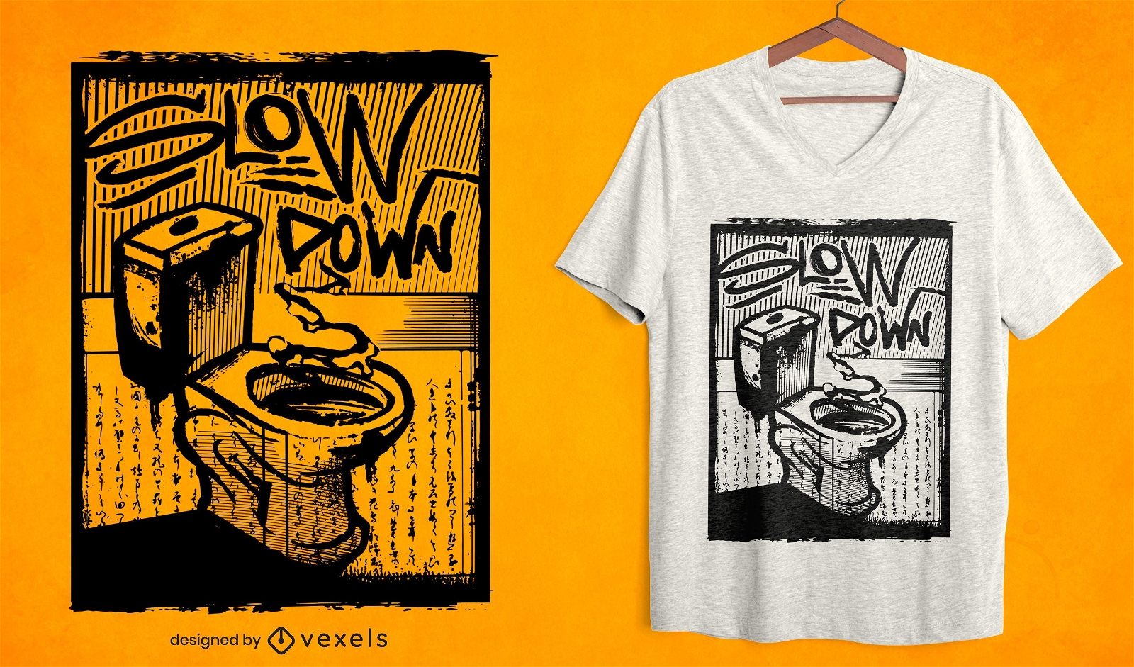 Verlangsamen Sie das T-Shirt-Design der Toilette