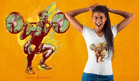 Mann hockendes T-Shirt Design