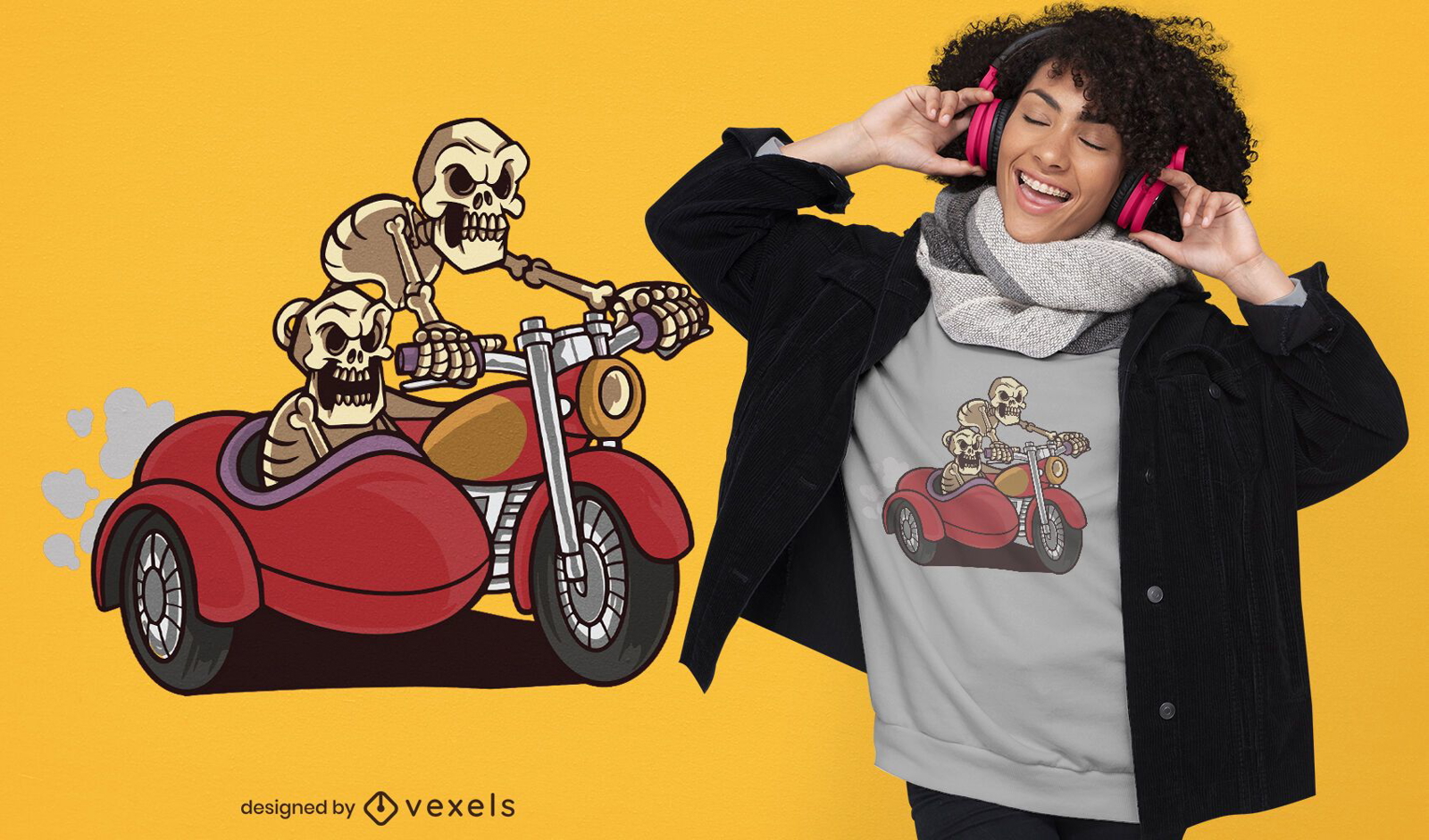 Sidecar skeletons t-shirt design