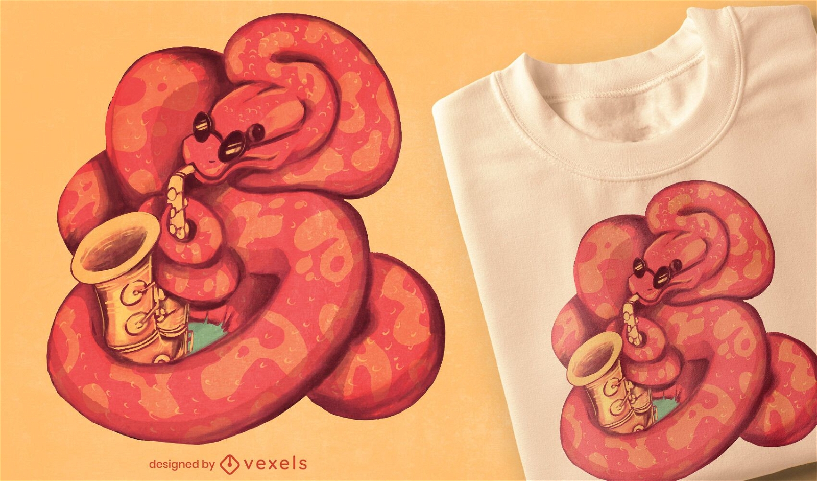 Dise?o de camiseta de serpiente de saxof?n.