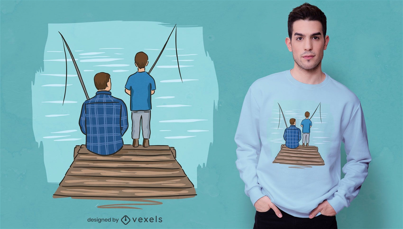 Design de t-shirt do pai pescador