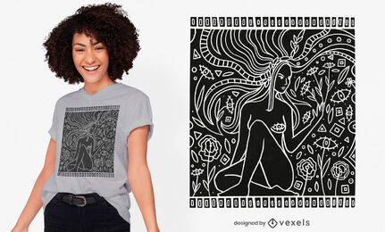 Desenho de t-shirt de mulher da natureza
