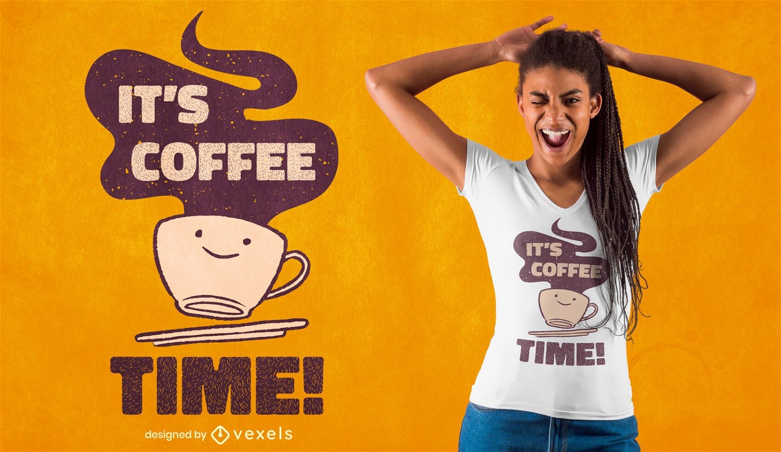 Kaffeetasse Zeit T-Shirt Design