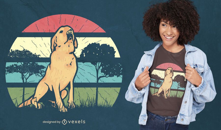 Retro sunset retriever t-shirt design Retro sunset retriever t-shirt design