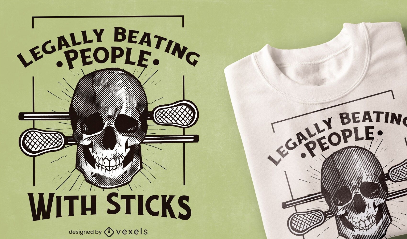 Design de camiseta com caveira lacrosse