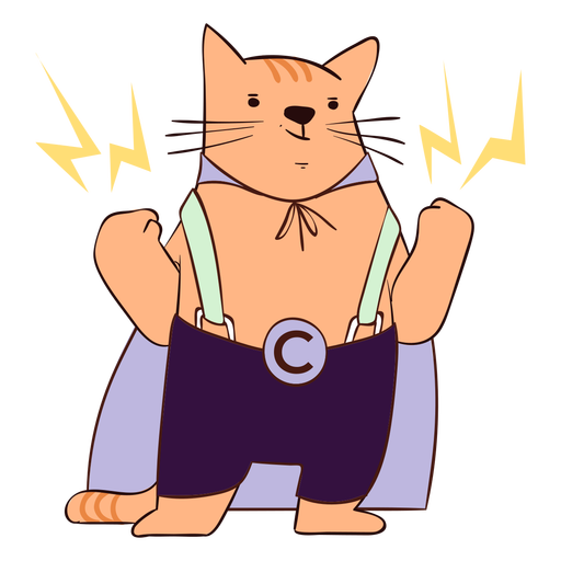 Dibujos animados de gato superh?roe Diseño PNG