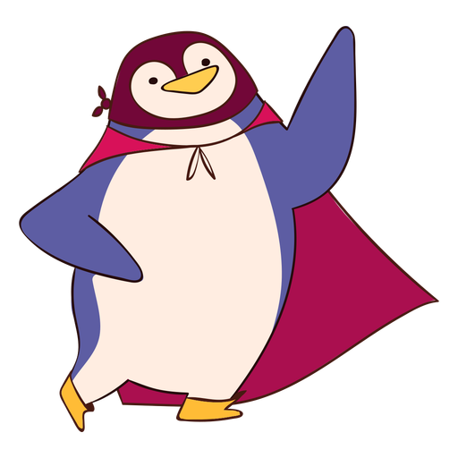 Dibujos animados de pingüino de superhéroe