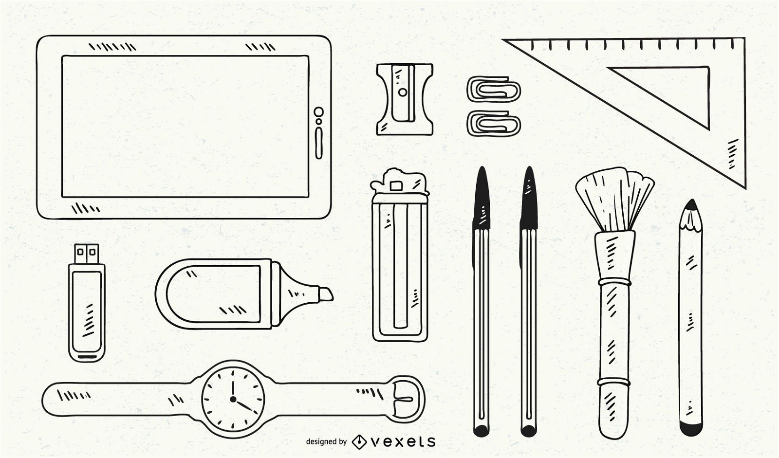 Set of hand drawn objects vectors