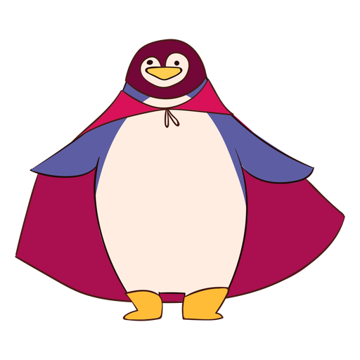 Cute penguin with cape cartoon PNG Design