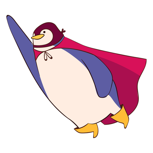Desenho bonito de pinguim de super-herói Desenho PNG