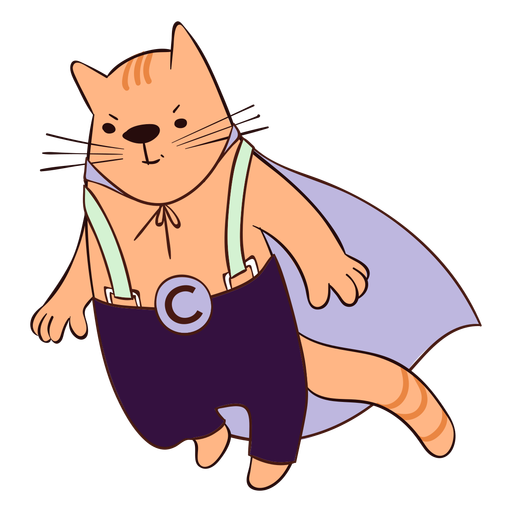 Dibujos animados de vuelo de gato superh?roe Diseño PNG